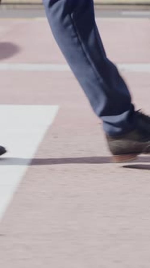 Business, shoes and man in city, walking and morning commute for journey, lawyer and location