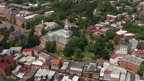 Annapolis, Maryland Circa-2017, Aerial View of Maryland State House and City Of