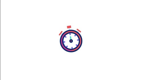 Animated Flat Design Stopwatch Icon Counting Time