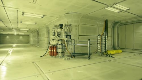 Sterilkammer für technische saubere Umgebungen mit Rohrleitungen und Kabeln