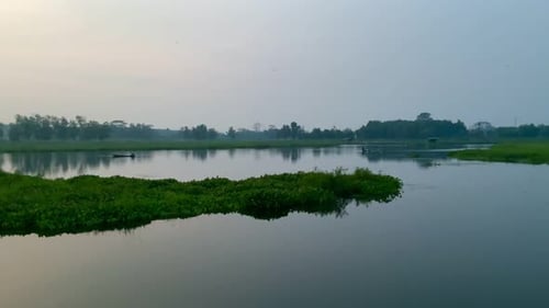 peaceful and calm atmosphere on the lake in the afternoon