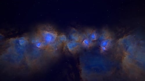 Cosmic Nebula Flythrough in Dark Starfield