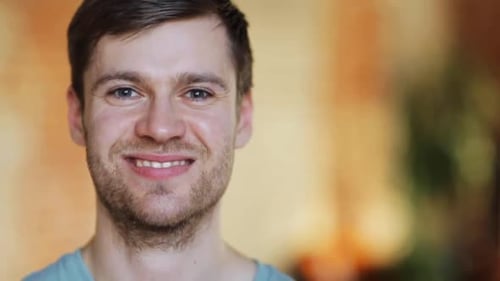 Smiling Young Man Portrait Indoors