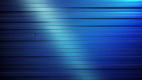 Abstract blue metal surface with horizontal lines and light reflection