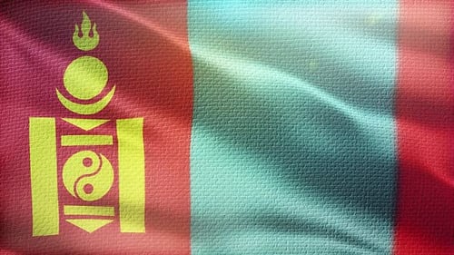 Mongolian Flag Waving Loopable Motion Background