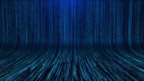 Digitale HUD-Hologramm-Technologie, Cyberlinien, Partikel, Bühnenhintergrund, Hightech-Gitter