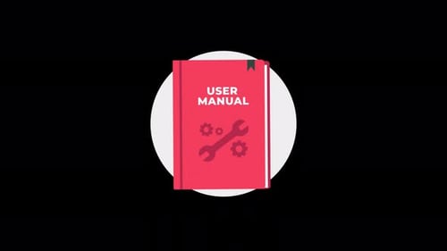 Flat Design User Manual Animation with Rotating Wrench and Gears