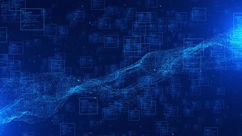 Fondo de ciencia ficción 3D Plexus Digital Cyber Space Blue Hi Tech Field Holograma Brillante Partículas