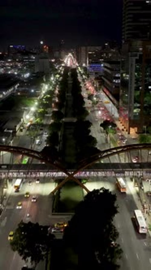 President Vargas Avenue At Night In Downtown Rio De Janeiro Brazil.