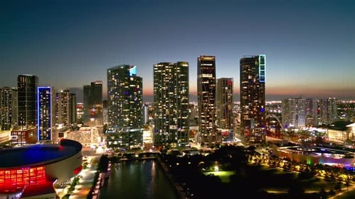Night Miami Beach South Beach Night Miami Beach Skyline Night Miami Cityscape Aerial View Top View