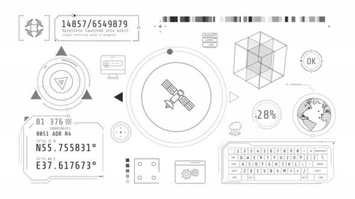 Infographies monochromes sur le thème de la détection et de la géolocalisation