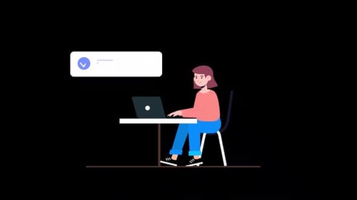 Young Girl Working On Office With Taskings Alpha Channel