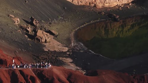 Vue aérienne de Charco De Los Clicos, El Golfo, Lanzarote, Espagne