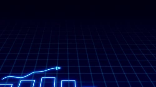 Neon Glowing Line and Bar Graph Growth Animation