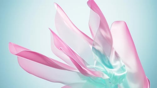 Abstract Fluid Flowing Silk Shapes in Pink and Blue