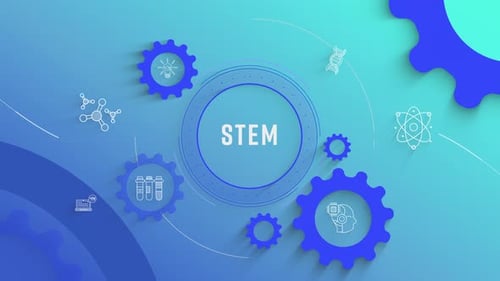 Modern STEM Concept with Animated Icons and Gears