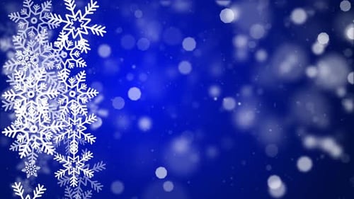 Animated Winter Blue Background with Falling Snowflakes
