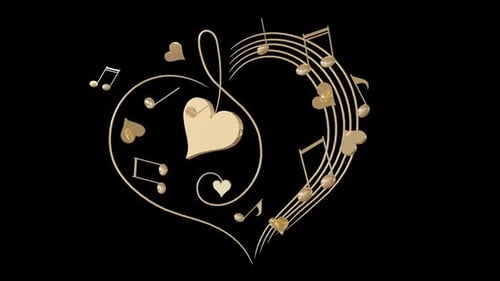 Elegant Gold Musical Heart Animation with Notes
