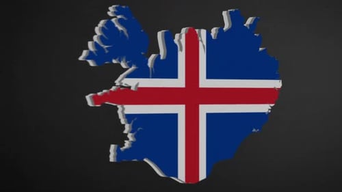 3D Map Of Iceland Flag Reveal Element