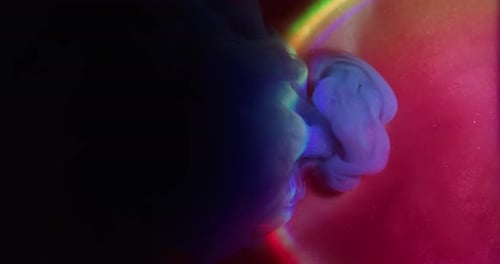 Ink bloom with light effects for abstract background