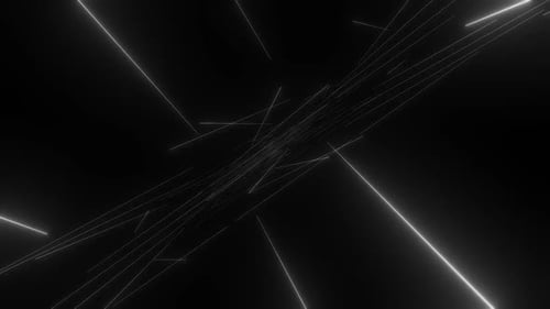 Dynamische Neonlichtspuren rasen durch den dunklen futuristischen digitalen Raum