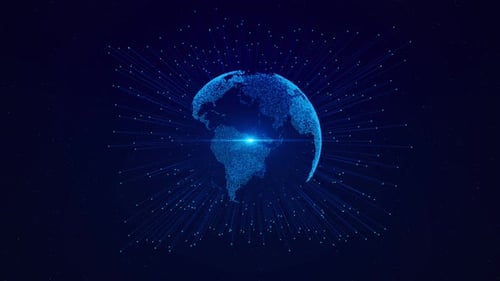 Connections Ai Network 3D Animation de la Terre Contexte Monde numérique Global Hacking Connections