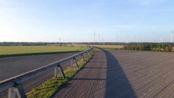 Flyover Elevated Maglev Transrapid Test Track With Wind Power Turbines ...