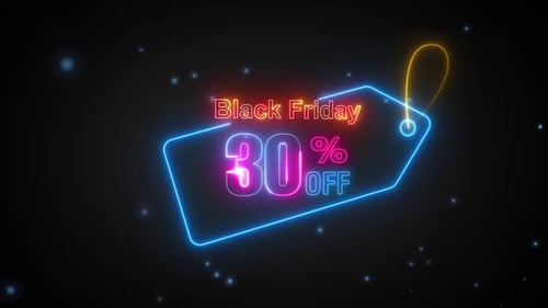 Black Friday Neon Price Tag Sale Discount Animation