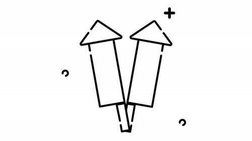 Hand-Drawn Fireworks Rockets Animation