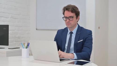 Mature Adult Businessman Looking at Camera in Office