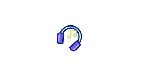 Animated Flat Design Headphones Music Icon Loop