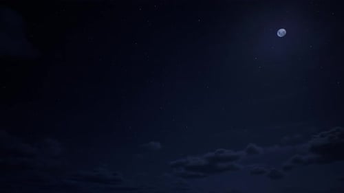 Beautiful Night Sky Loop with Twinkling Stars and Moving Clouds