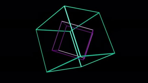 Animated Abstract Geometric Wireframe Cubes Loop