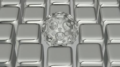 Abstract Geometric Loop: Rotating Metallic Sphere and Cubes