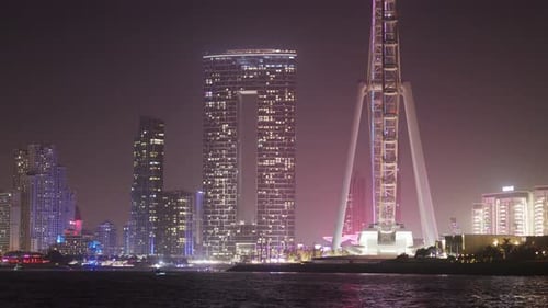 Cityscape of Dubai with the Address Beach Resort and Ain Dubai