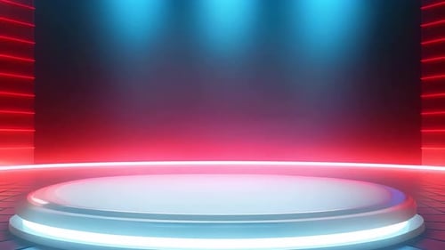Futuristic Virtual Stage with Dynamic Neon Lights Background
