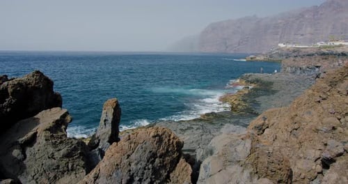 View of the Cliffs of Los Gigantes Tenerife From Coastline Atlantic Ocean