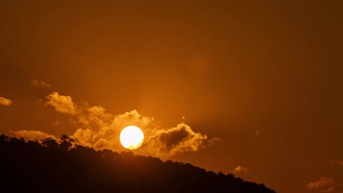 Golden Sunset Time Lapse Behind Silhouetted Treeline