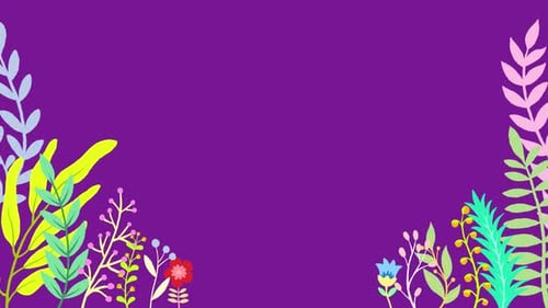 Spring flower cartoon animation with purple background