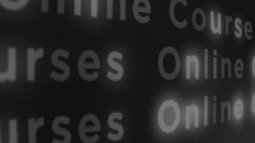 Scrolling Online Courses Text on Pixelated Display
