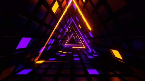 Purple And Orange Neon Triangle Tunnel Background Vj Loop In 4K