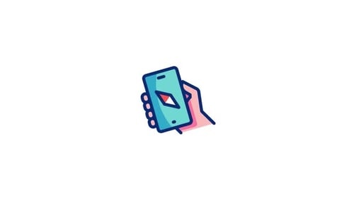 Animated Hand Holding Smartphone with Changing App Icons