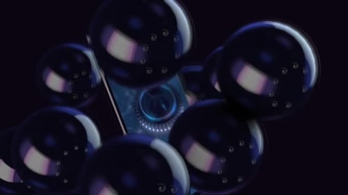 Black Elegant Spheres Animated With Phone