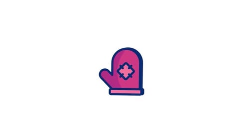 Animated Oven Mitt Flat Design Icon