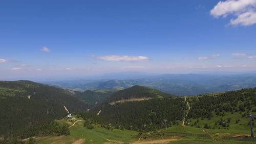 Mountain Pine Forest And Chairlifts