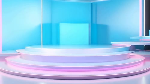 podium Futuristic showcase with platform for product displaying. Empty modern stage display