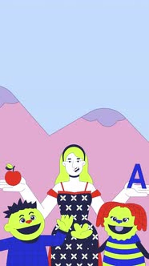 Educational puppet show cartoon vertical animation