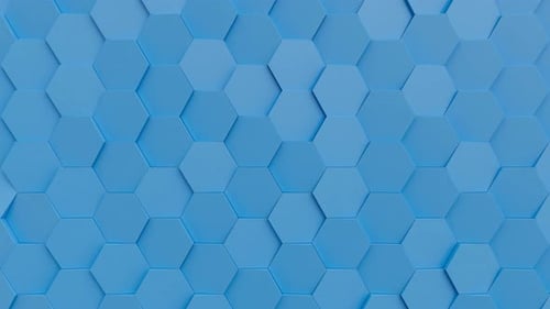 Abstract Moving Blue Shiny Hexagonal Structure Bee Hive Grid Blocks 3d Render Animation Loop