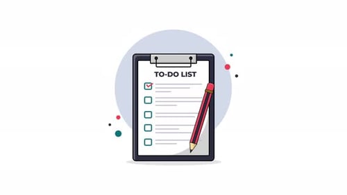 4K-To-Do-Liste in der Zwischenablage mit Bleistift-Animationsvideo