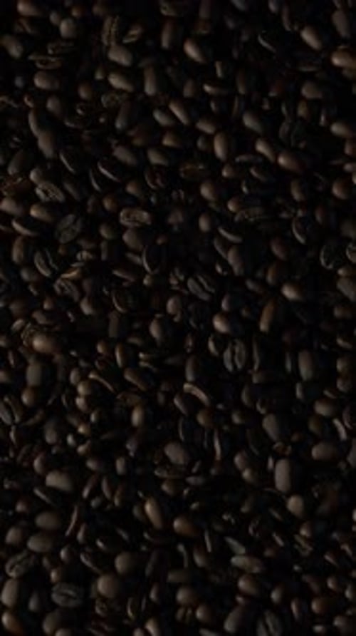 Roasted Coffee Beans Falling Slowly Vertical Background